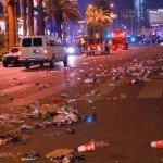 Las Vegas strip covered in trash and garbage.