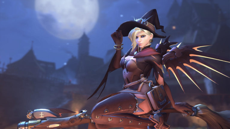 Mercy dressed as a witch for Halloween