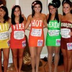 Sexy girls dress up like Taco Bell hotsuce packets.