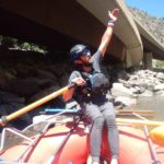 Jeremy Comeau gets ready to guide the boat through Shoshone Rapids