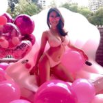 Erica Sarah pink bikini on inflatables